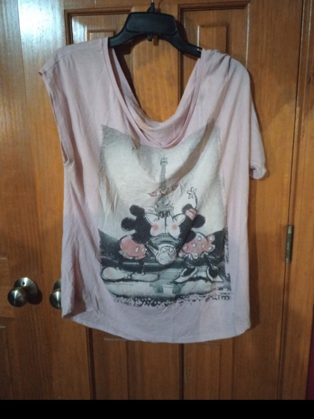 Disney Light Pink Cowl Neck Graphic Tee